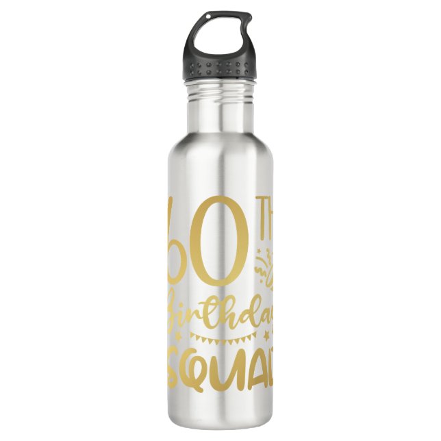 60th Birthday Squad 60 Party Crew 710 Ml Water Bottle (Front)