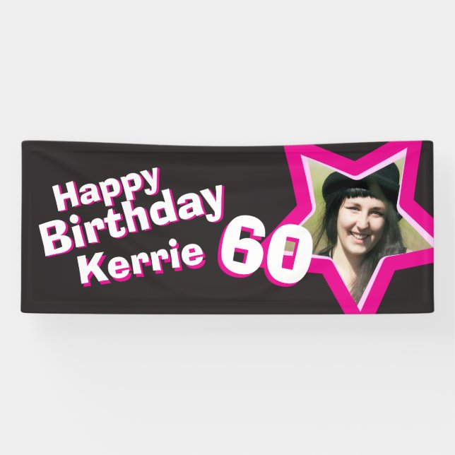 60th birthday star custom photo banner (Horizontal)