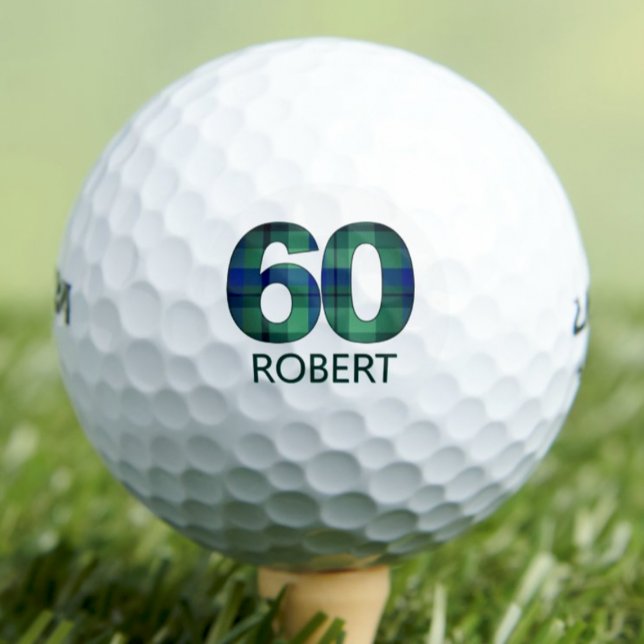 60th Birthday Stepdad Gift – Blue Plaid Golf Ball (Creator Uploaded)