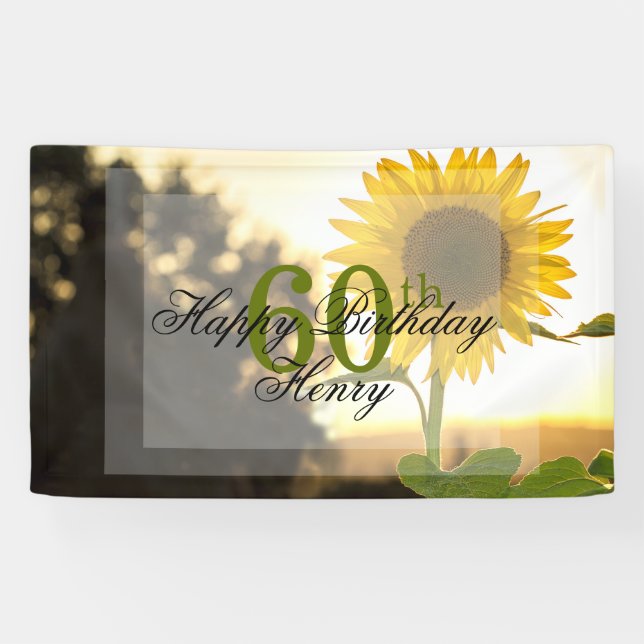 60th Birthday Sunflower Banner (Horizontal)