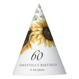 60th Birthday Sunflower Eucalyptus Party Party Hat