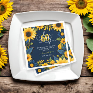 60th Birthday Sunflower Rustic Napkin