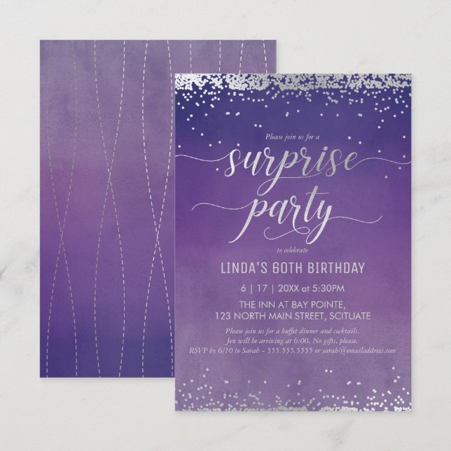 60th Birthday Surprise Party Invitation - Elegant (Front/Back)