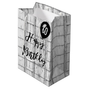 60th Birthday Symmetrical Rustic Wood Pattern Medium Gift Bag