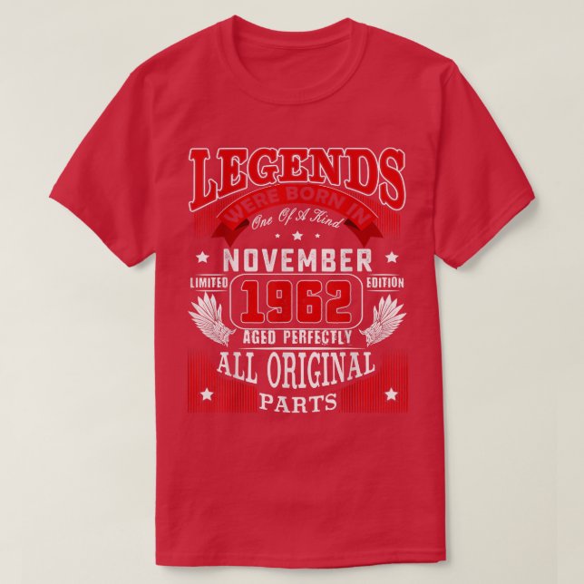 60th Birthday Tee Legends Born In November 1962 60 (Design Front)