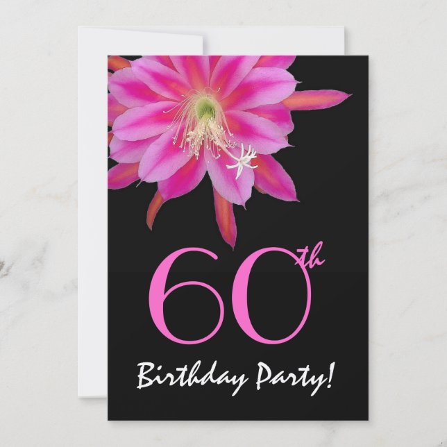 60th Birthday Template Pink Flower (Front)