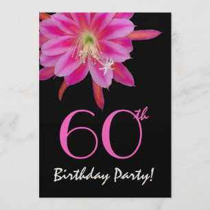 60th Birthday Template Pink Flower