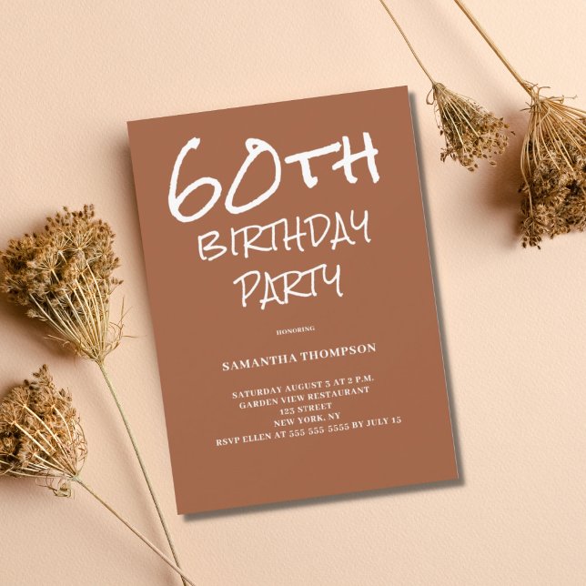 60th Birthday Terracotta Party Invitation (Creator Uploaded)