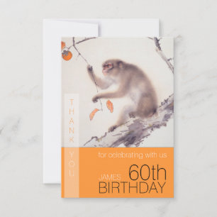 60th Birthday Thank You Japanese Monkey VFC Card