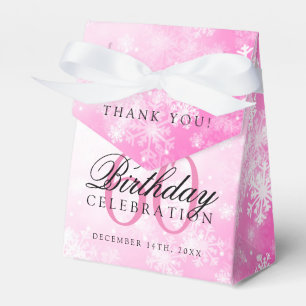 60th Birthday Thank You Pink Winter Wonderland Favour Box