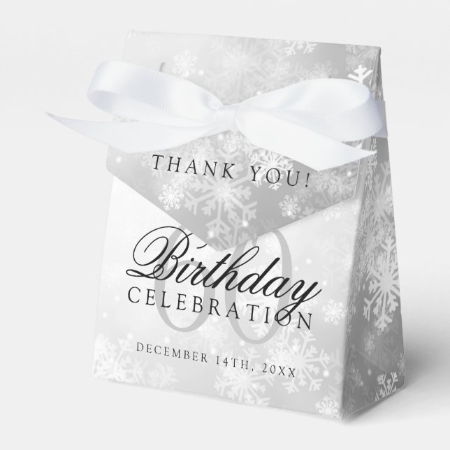 60th Birthday Thank You Silver Winter Wonderland Favour Box (Front Side)