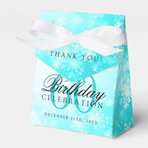 60th Birthday Thank You Winter Turquoise Favour Box