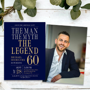 60th Birthday The Man The Myth The Legend Photo Invitation