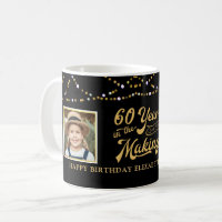 60th Birthday Then Now Photos Black Gold Lights