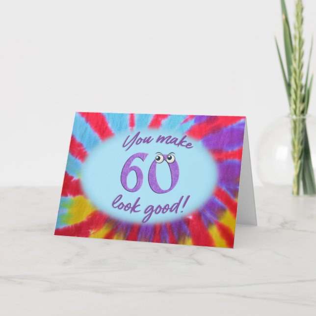 60th birthday tie dye frame card (Front)