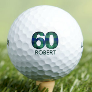 60th Birthday Uncle Gift – Blue Plaid 60 Years Golf Balls