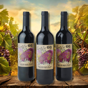 60th Birthday Vintage Customisable Wine Label