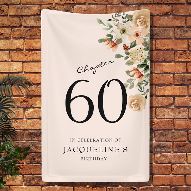 60th Birthday Vintage Floral Banner (Our elegant 60th Birthday vintage floral banner from Zazzle can transform your party's atmosphere.)