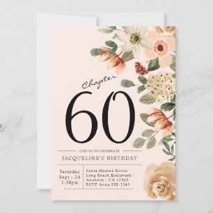 60th Birthday Vintage Floral Invitation