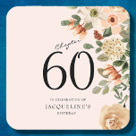 60th Birthday Vintage Floral Square Paper Coaster<br><div class="desc">Discover how our elegant 60th Birthday Vintage Floral paper coasters from Zazzle can transform your party's atmosphere with their timeless charm and delicate design. Impress your guests with these must-have table accessories that evoke fond memories and celebrate a significant milestone in style.</div>
