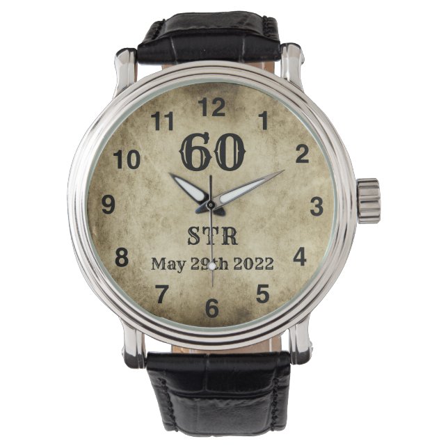 60th Birthday Vintage Initials Watch (Front)