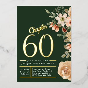 60th Birthday Vintage Watercolor Floral Gold