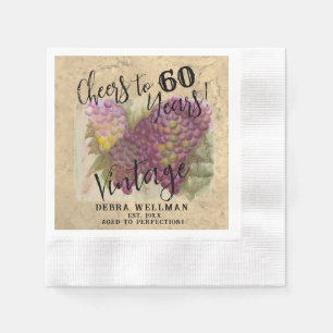 60th Birthday Vintage Wine Country Themed Napkin