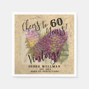 60th Birthday Vintage Wine Country Themed Napkin