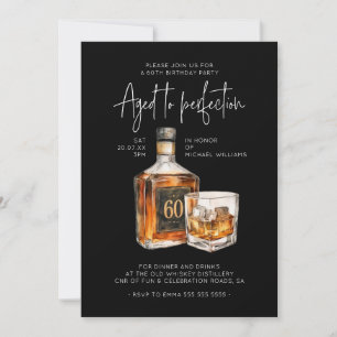 60th Birthday Whiskey Invitation Vintage for Him