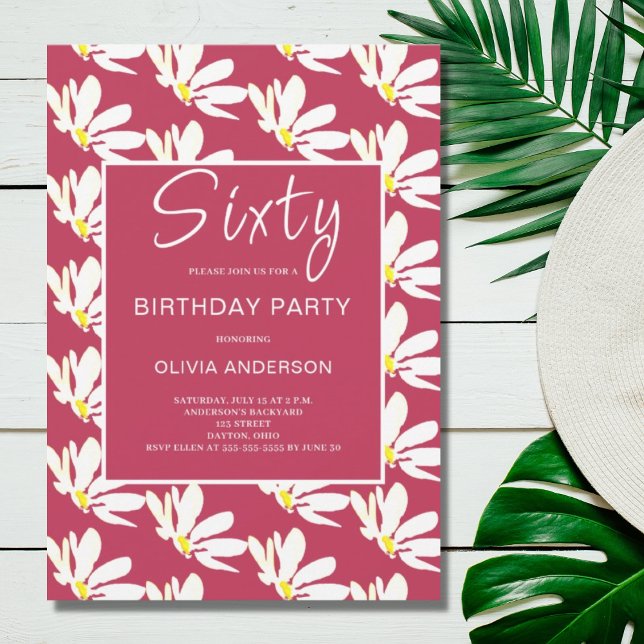 60th Birthday White Floral Daisy  Invitation (Creator Uploaded)