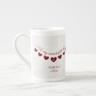 60th birthday wife romantic heart bunting bone china mug