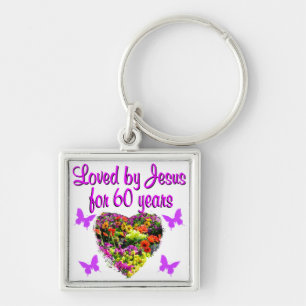 60TH BIRTHDAY WILD FLOWER PHOTO KEY RING