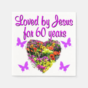 60TH BIRTHDAY WILD FLOWER PHOTO NAPKIN