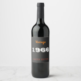 60th Birthday Wine Label – Vintage 1966 Black &