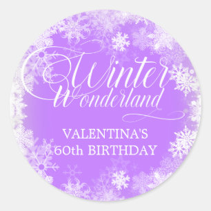 60th Birthday Winter Wonderland Snowflake Favour Classic Round Sticker