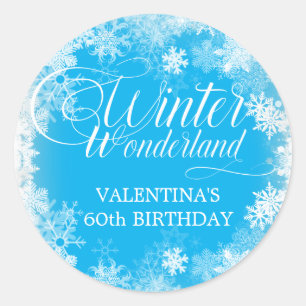 60th Birthday Winter Wonderland Snowflake Favour Classic Round Sticker