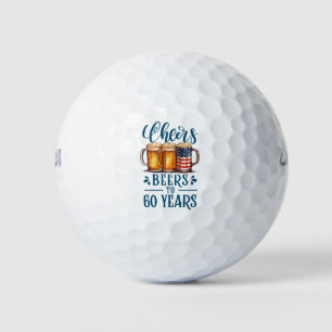 60th Birthday with glass of beer Golf Balls