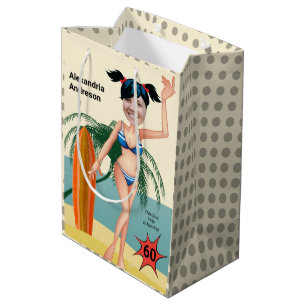 60th Birthday Womens New Funny Beach Bikini Medium Gift Bag