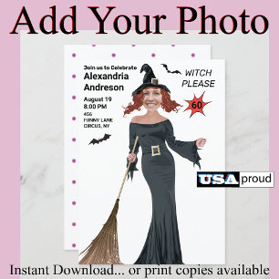 60th Birthday Womens New Funny Witch Please Invitation