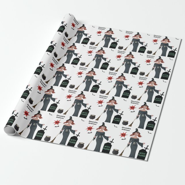 60th Birthday Womens New Funny Witch Please Wrapping Paper (Unrolled)