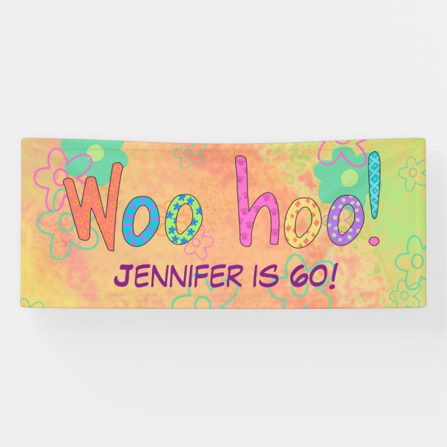 60th Birthday WooHoo Name Personalised Banner (Horizontal)