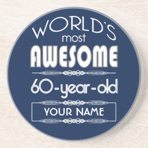 60th Birthday Worlds Best Fabulous Dark Blue Coaster