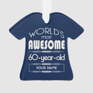 60th Birthday Worlds Best Fabulous Dark Blue Ornament