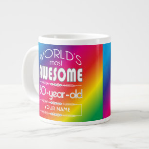 60th Birthday Worlds Best Fabulous Rainbow Large Coffee Mug