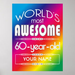 60th Birthday Worlds Best Fabulous Rainbow Poster