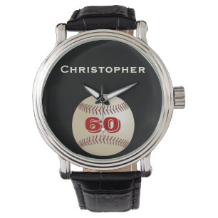 60th Birthday Wrist Watch, Personalised, Baseball Watch
