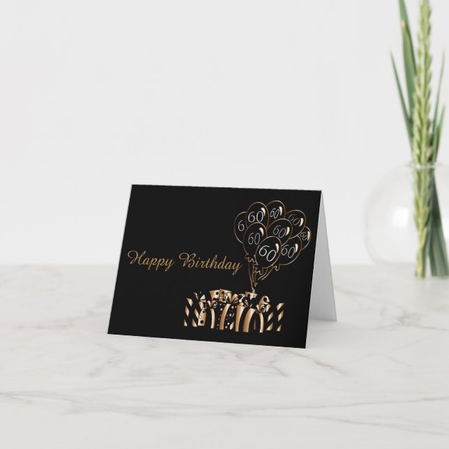 60th Black Balloons Birthday | DIY Text Card (Front)