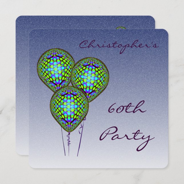 60th Blue Balloon Invite (Front/Back)