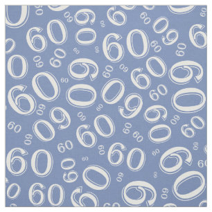 60th Blue & White Random Number Pattern 60 Fabric
