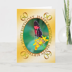 60th Butterfly and flower birthday card